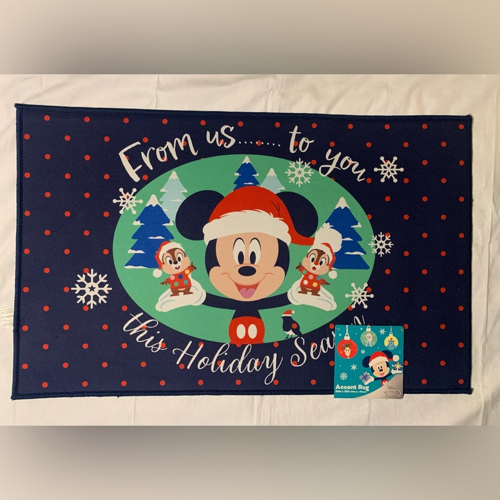 Disney Mickey Mouse Christmas Fun Accent Rug 20" x 32" Soft Feel New